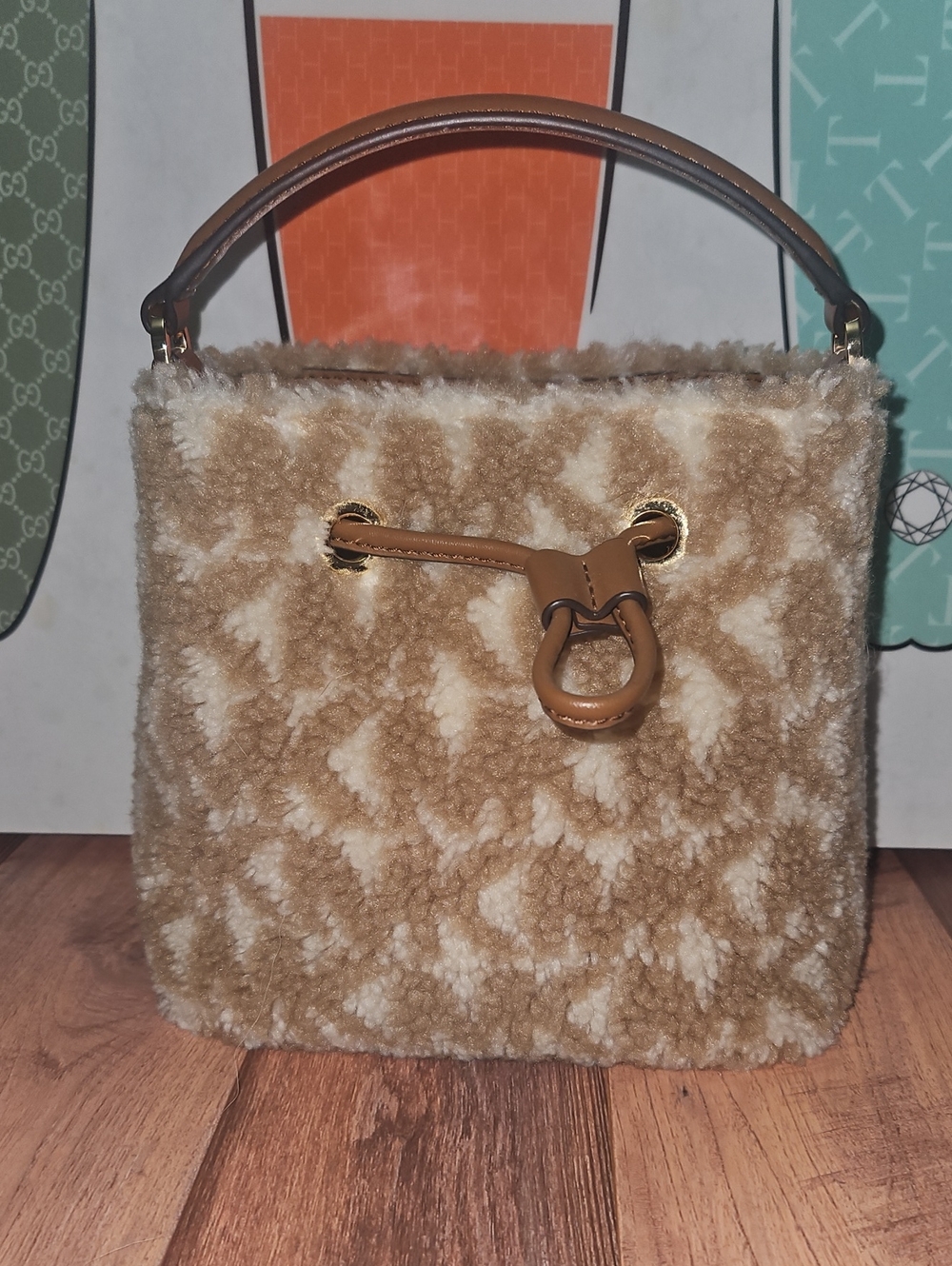 Michael Kors Suri Small Faux Fur Sherpa Bucket Bag